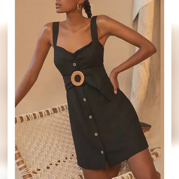 Anthropologie Maeve Twist Front Black Mini Dress Size Small Petite - Picture 2 of 16